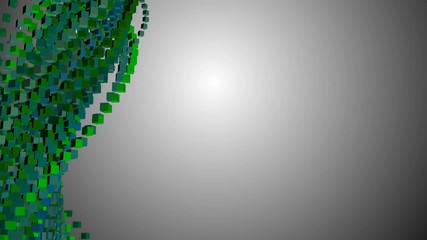 green dna structure of the cubes on the left side of the screen. place for text. abstract background. - Powered by Adobe