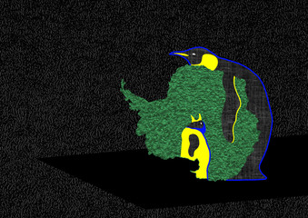 Antartica's king penguin - drawing with map