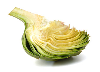 Slice artichoke isolated on the white background.