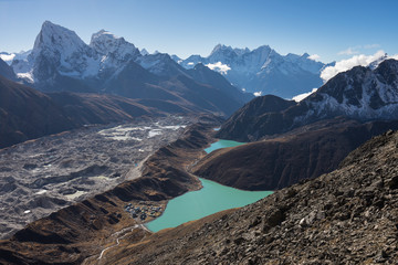 Beautiful Himalaya mountains range view from top of Gokyo Ri, Everest region, Nepal