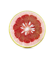 red pomelo slice isolate on white background