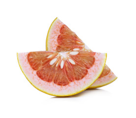 slices of sweet pomelo isolated on white background