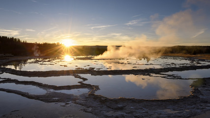 Great Fountain Geyser at sunset
