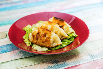 Chinese food Fried dumplings on plate