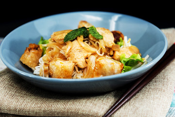 Fototapeta na wymiar Tasty Vietnamese food Bo bun rice vermicelli