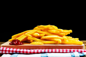 Golden French fries potatoes ready to be eaten