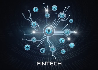 Fintech Business icons connected