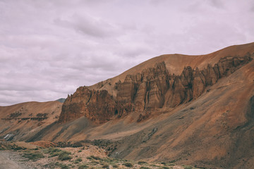 rocks and majestic mountain landscape in indian Himalayas, Ladakh region