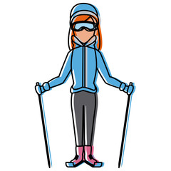 Young woman with ski sticks