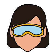 Woman with winter gooogles face