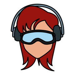 Woman with winter gooogles face