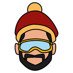Man with winter googles face