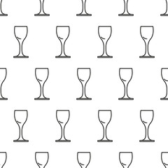 Seamless pattern from icon of drink glass vodka black contour on white background of vector illustration