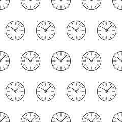 Seamless pattern from dial switches clock icon black contour on a white background of vector illustration