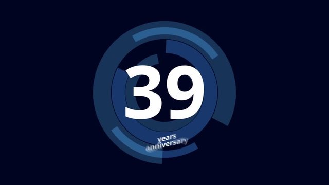 39 Year anniversary Digital Tech Circle Blue Background 