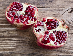 pomegranate on wood