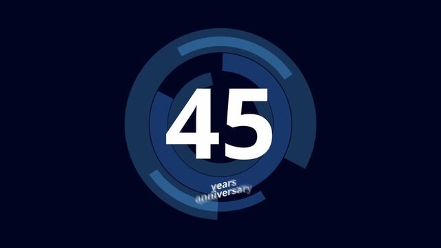 45 Year anniversary Digital Tech Circle Blue Background 