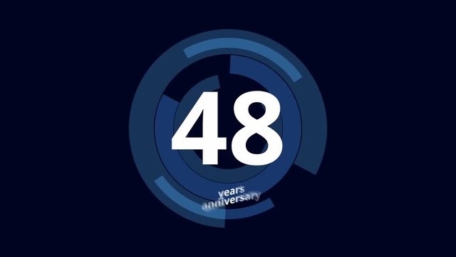 48 Year anniversary Digital Tech Circle Blue Background 