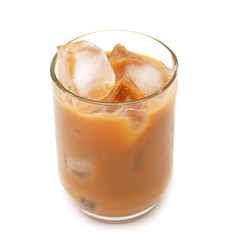 cold fresh ice coffee with chocolate close up