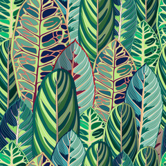 Tropical Jungle Leaf Vector Seamless Illustration