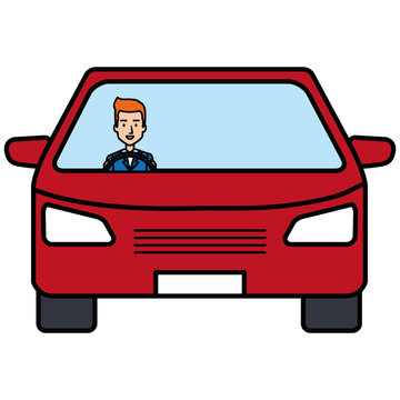 car vehicle with driver isolated icon