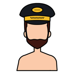 taxi driver shirtless with hat