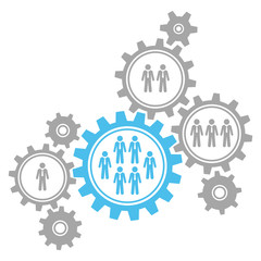8 Business People Gears Border Graphics Grey/Blue