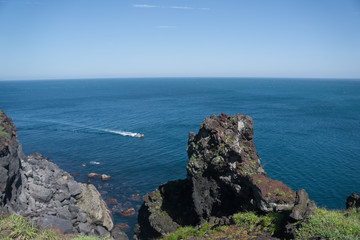 View of Sanbangsan and Brother Island in Jeju