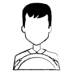 young man driving with steering wheel vector illustration design