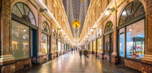The historical Galeries Royales Saint-Hubert shopping arcades in Brussels © f11photo