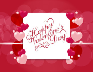Valentine s Day. Postcard or invitation card for the holiday. Hearts against gradient background. illustration