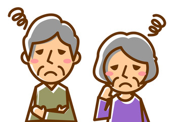 年配夫婦　上半身　困る