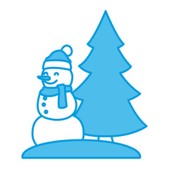 Snowman with tree pine icon vector illustration graphic design