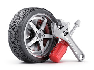 Wheel car and repair symbol tools - 184440577