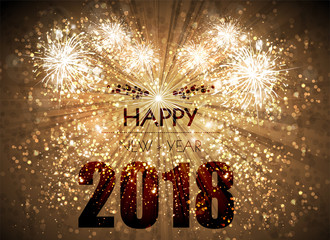 Happy New Year card with fireworks