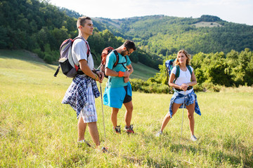 Group of people exploring mountain