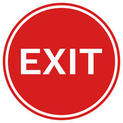 EXIT sign in red circle. Vector icon.
