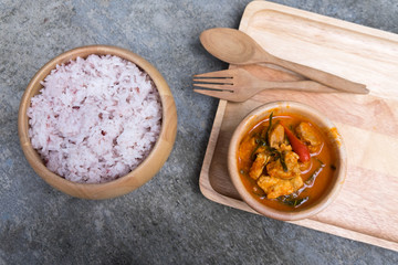 Red pork curry (Panang) with rice