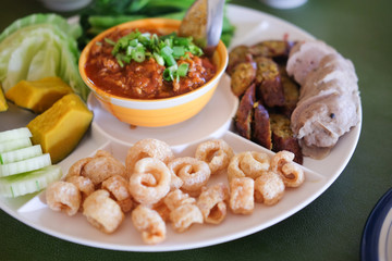 Nam Prik Ong in Thai Northern style chili and tomato dip