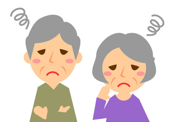 年配夫婦　上半身　困る