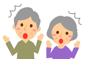 年配夫婦　上半身　驚く