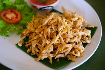 Crispy small fried shrimp Thai food