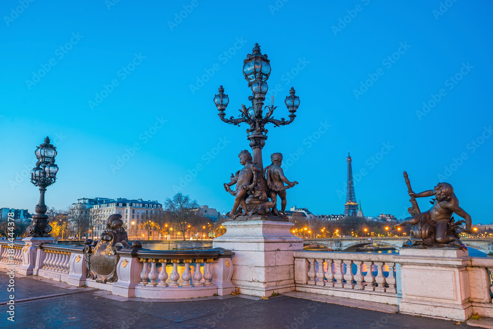 Wall mural The Alexander III Bridge across Seine river in Paris