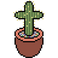 vector pixel art cactus pot