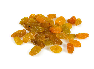 yellow raisins isolated on whtie