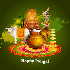 Fototapeta premium Happy Pongal festival of Tamil Nadu India background