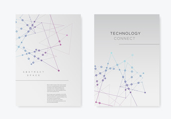 Abstract polygonal geometric shape with molecule structure style. Connect lines and dots cover brochure