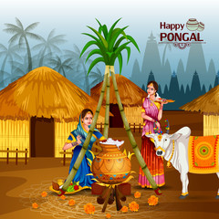 Obraz premium Happy Pongal festival of Tamil Nadu India background
