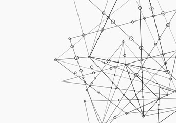 Polygonal space background with connecting dots and lines. Abstract connection structure