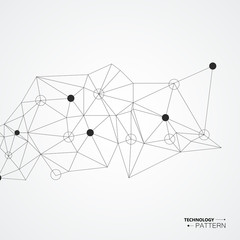 Abstract connection structure with dots and lines. Vector background